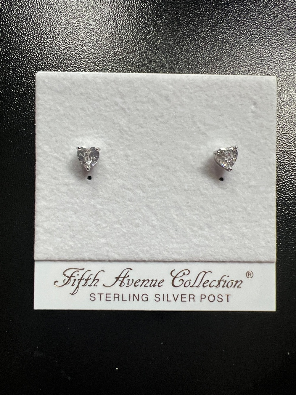 Fifth Avenue Collection Silver Heart CZ Stud Earrings - Clear